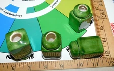 CERAMIC BEADS Green 4-ct Milk Bottle Type Glazed Large Beads NEW