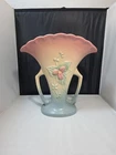 Hull Art Pottery Wildflower Fan Vase W15-10½ Pink Blue Pastel Floral Vintage