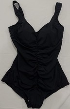 Le Cove Swimsuit Womens Sz 16 Black Vtg 50s Style Ruched Lined Stretch One Piece