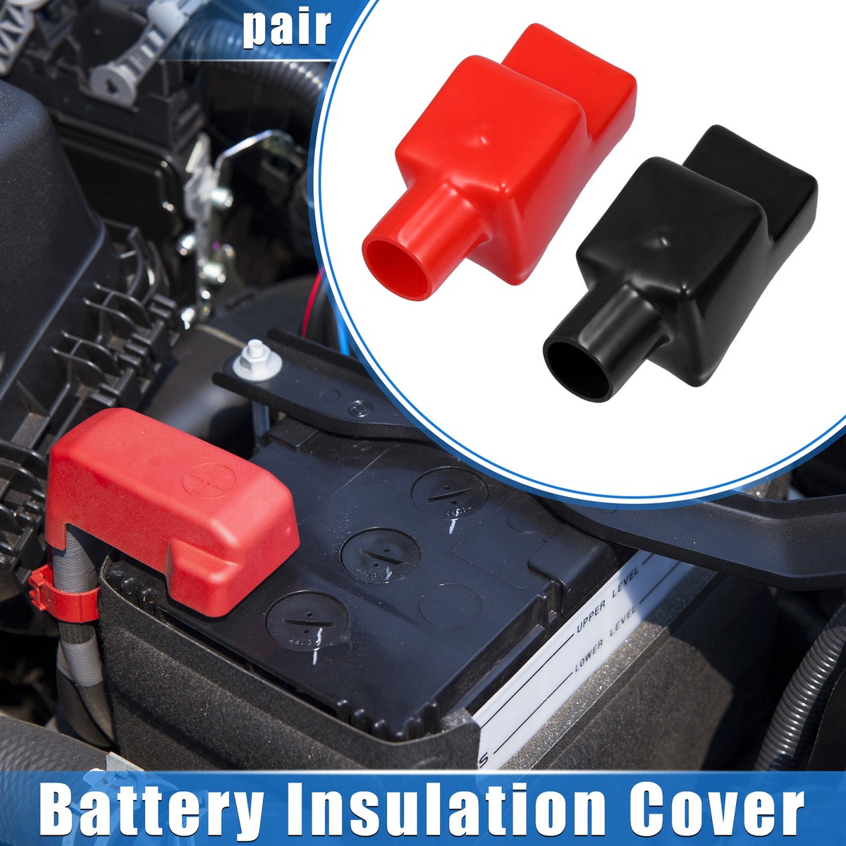 6-Piece Battery Terminal Covers - Red & Black PVC Insulating Protector Caps For Car, Boat, Motorcycle