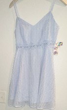 Women's Blue Slip Nightgown Dress Sheer Lace Trim Spaghetti Strap