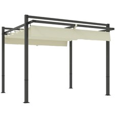 Pergola with Retractable Roof Aluminium Frame Garden Shades 3 x 3(m) Grey/Khaki