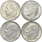 1964 & (3) 1964-D Roosevelt Silver Dime Lot – 90% Silver 10C Coins