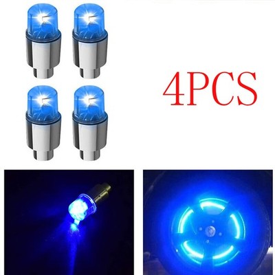 4X Auto Wheel Tire Tyre Air Valve Stem LED Light Caps Cover Blue Car Accessories