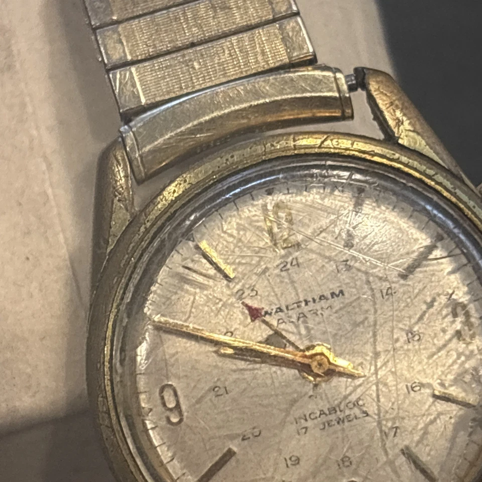 Relógio de pulso masculino vintage Waltham Alarm 17j Jewel Swiss Incabloc para peças-reparo - Imagem 3 de 4