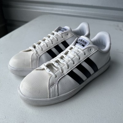 Adidas Cloudfoam Advantage Sneakers Mens Size 8,White Black Stripes Shoes AW4294