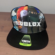 Roblox Snapback Adjustable Youth Hat Black Multicolor Embroidered Logo One Size