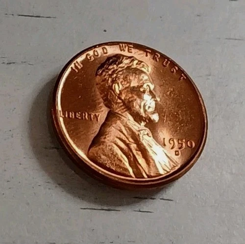 1950-D BU Blazing Red! Lincoln Wheat Cent ~ Free Shipping! #3