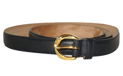 Women's TALBOT'S Navy Black Leather Classic Dress Belt 3X - ITALY