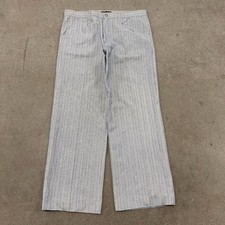 Versace Jeans Couture Pants Fit 36x32 Blue White Pinstripe Buckleback Designer