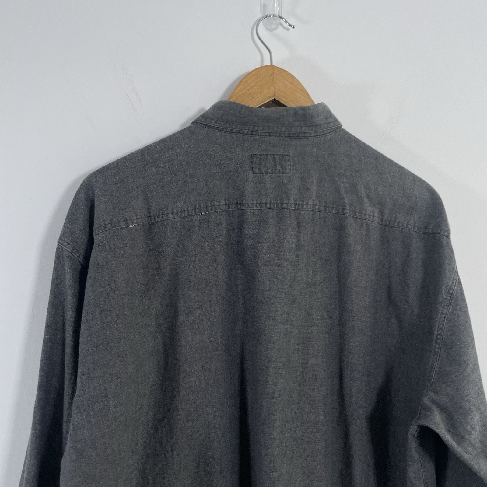 Vintage Valentino Jeans Shirt Sz 42 Grey Chambray Denim 80s 90s Button Up Logo thumbnail 12