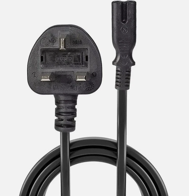 1M KETTLE,TRIMMER POWER CORD UK 3 PIN PLUG TO RIGHT ANGLE FIGURE 8 C7 LEAD CABLE - Image 3 of 4