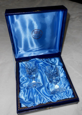Thomas Webb England Cut Crystal Wine WARWICK Mid Cent Blue Present Box Ltd Ed