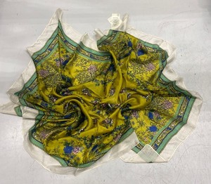 Free People So Silk Square Bandana One Size Green Floral Print