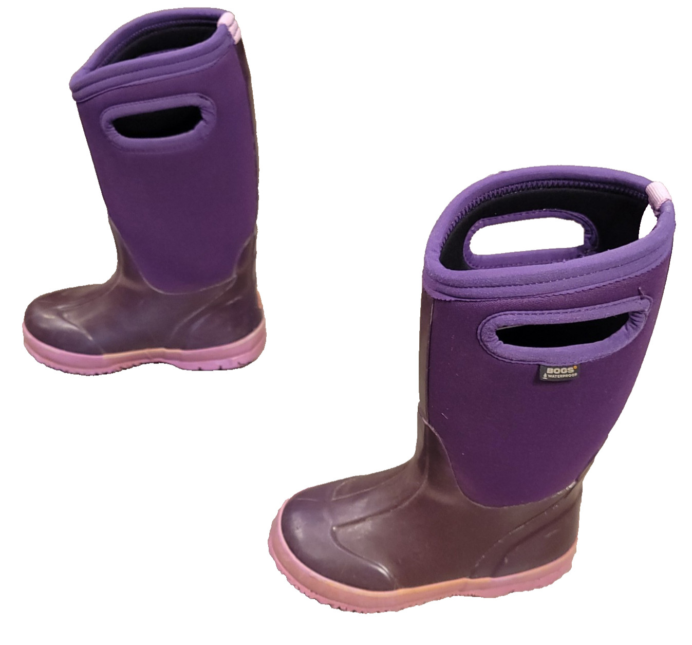 Bogs Waterproof Classic High Handles -30F Degrees Kids Purple Boots Size US 12