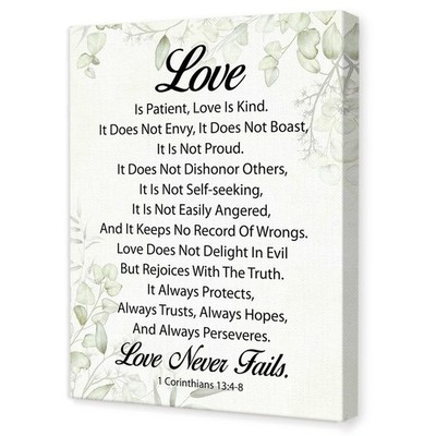 1 Corinthians 13:4-8 Love Is Patient Wall Art,Scripture Religious Canvas Wall...