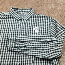Knights Apparel Mens XL Gingham Button Shirt Michigan State Spartans Embroidered