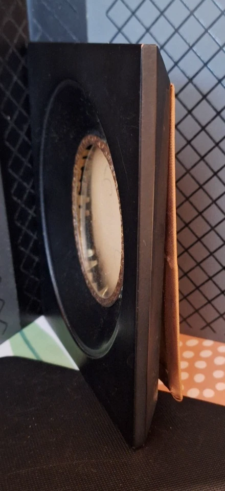 Ancien cadre Photo Ovale en bois -Napoléon III - Laiton + Verre Bombé - TBE - Photo 4/4