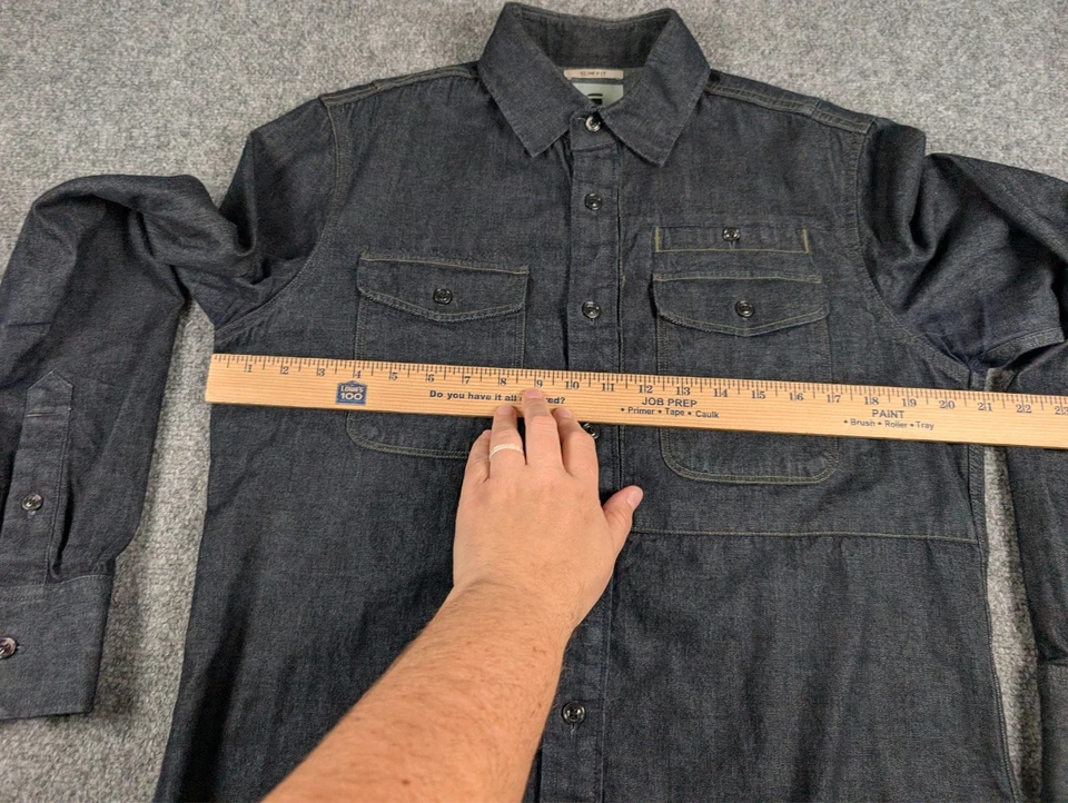 G Star Raw CPO Slim Denim Shirt Mens Medium Dark Wash Long Sleeve Military - Image 4 of 4