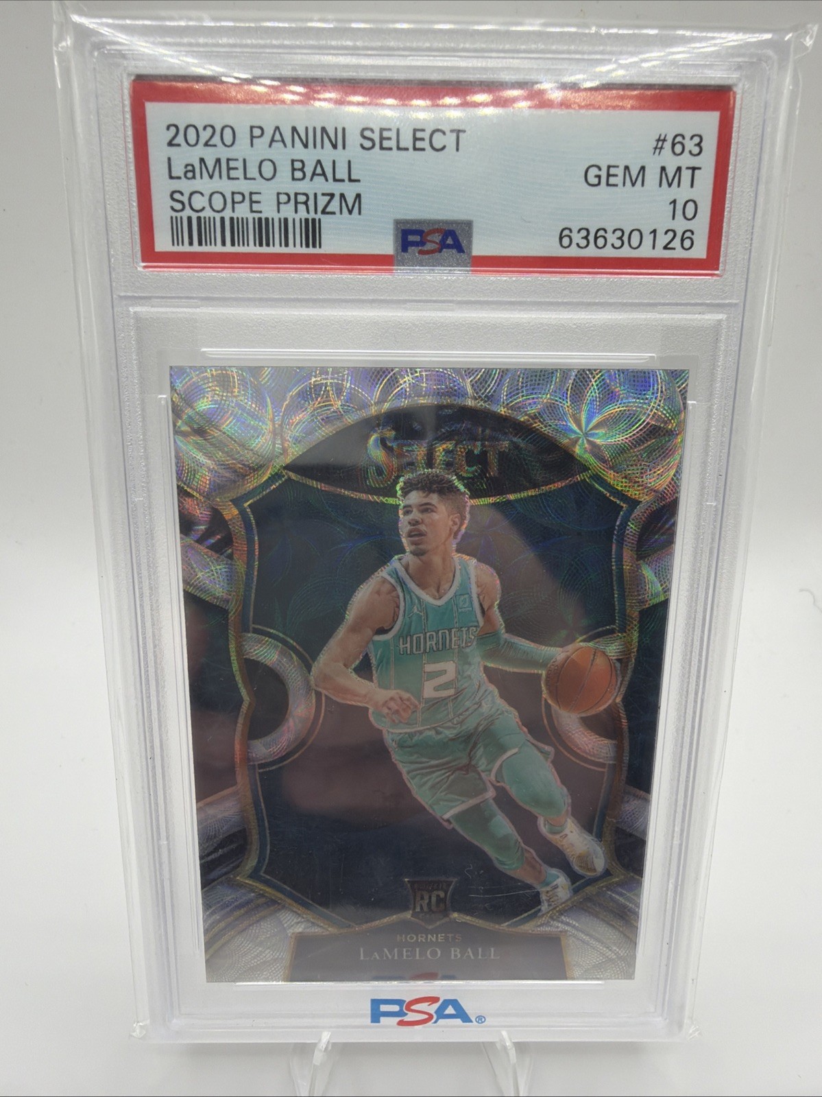 2020 Panini Select Lamelo Ball Rookie RC #63 Scope Prizm PSA 10