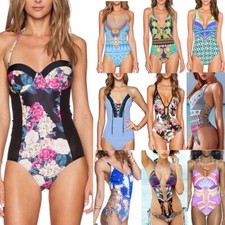 Women's One Piece Beach Swimsuit Swimwear Bathing Monokini Push Up Padded Bikini