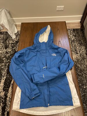 The North Face HyVent Jacket Womens Medium M Blue Rain Coat Waterproof Full Zip