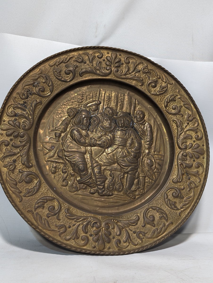 Vintage English Embossed Brass Wall Plaque/Plate | eBay