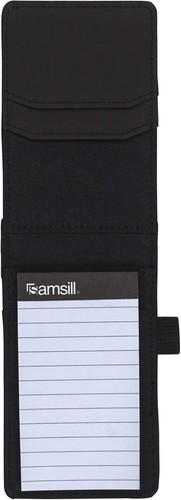 Stylish Faux Leather Pocket Notepad with Card Slots & Refillable Sheets - Black - Picture 6 of 8