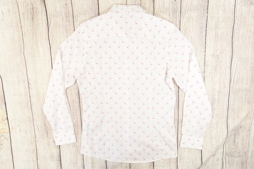 BAR III 3 WHITE FLAMINGO PRINT MEDIUM SLIM STRETCH BUTTON FRONT SHIRT MENS NEW - Picture 6 of 6