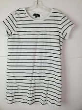 Lulus White Black Striped Mini Dress Women's M Cotton SS Casual Nautical