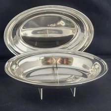 Heavy Oval Divided Silver Serving Covered Dish w Nesting Bowl Lid Gorham Plate