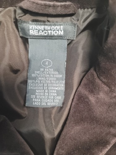 kenneth cole reaction Boys Brown Blazer Size 4 Velvet - Picture 3 of 3