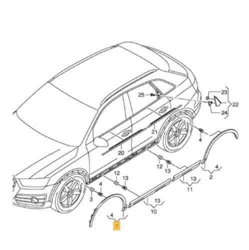 New Genuine Audi Q3 12-16 Front Wheel Arch Black Cover Left 