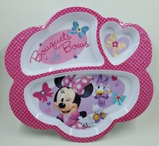 Zak Designs Disney's Minnie Mouse Bouquets Of Bows Kids Melamine Divided Plate