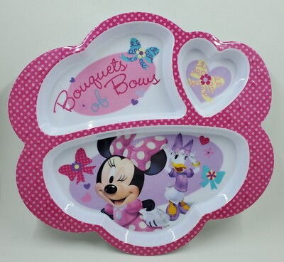 Zak! Designs Disney's Minnie Mouse Bouquets Of Bows Kids Melamine Divided Plate
