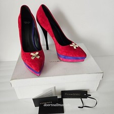 Versace Women's Suede Platforms High Heel Shoes Eros Poison Light US 9 IT39