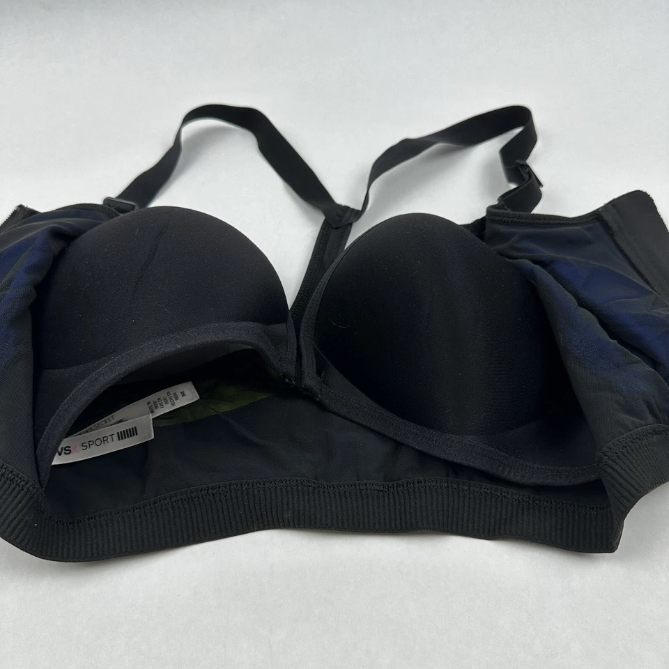Victoria Secret VSX Sport Sz 34C Black Colorblock Racerback Front Zip Sports Bra - Image 4 of 4