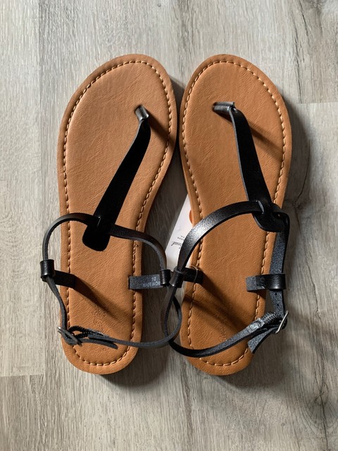 Universal Thread Goods Co. Womanâs Black & Tan Sandal Sz 10 NWT | eBay