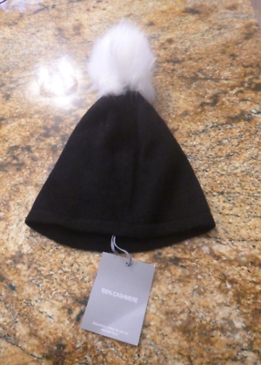 Hannah Rose NWT 100% Cashmere Black Hat with White Star and  display picture 3