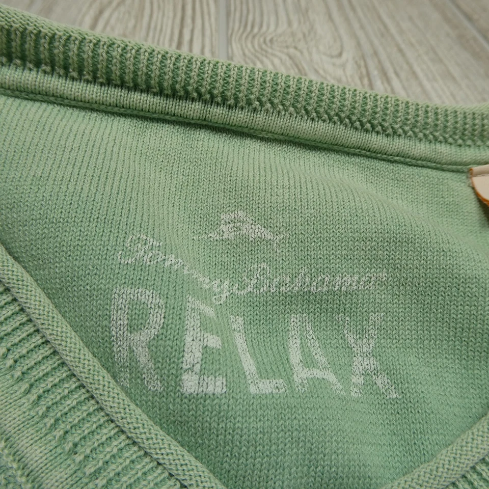 Tommy Bahama Sweater Womens Large Mint Green Cotton Long Sleeve Midweight V Neck - Image 2 of 4