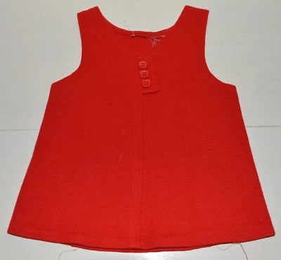 Vêtement enfant ancienne robe rouge fille retro vintage 70'S - Photo 1/4