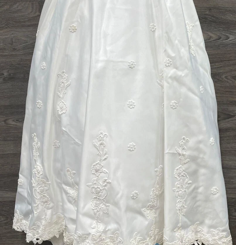 OFF WHITE Abito da sposa vintage Moonlight bianco sporco raso manica 3 4 velo taglia 10