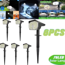 6X Solar Spotlight 76 LED Outdoor Motion Landscape Spotlights Waterproof 3 Modes
