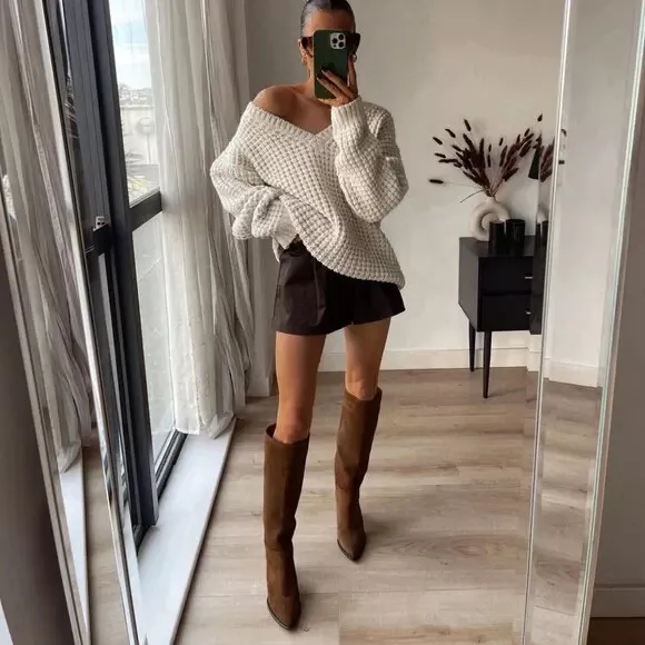 Zara suede knee high clearance boots