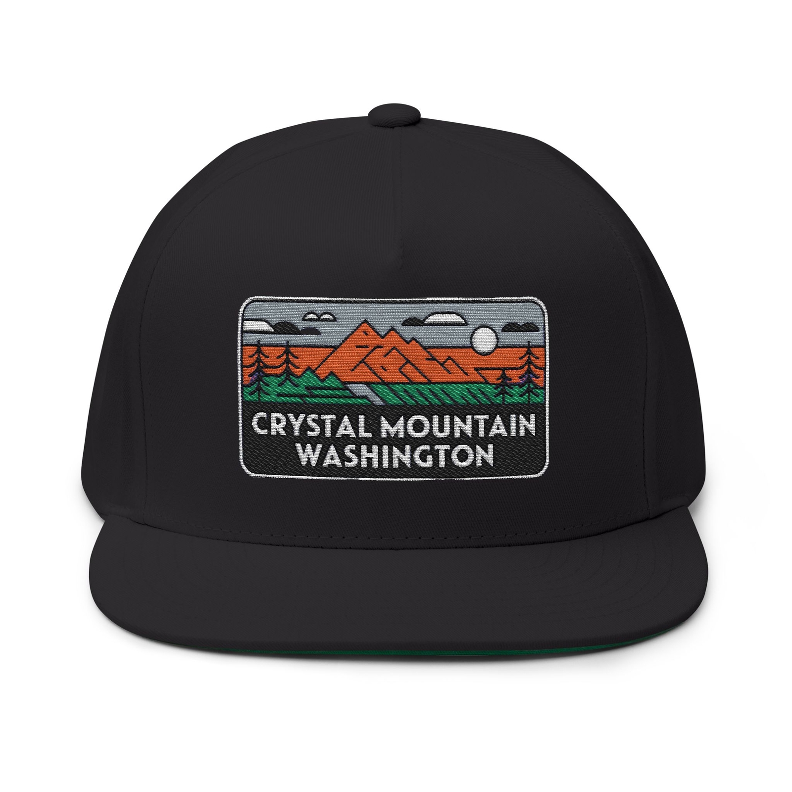 Crystal Mountain Washington Flat Bill Hat Outdoor Adventure Gear Adjustable Cap