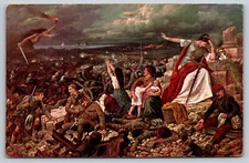 Postcard Painting Europe Mourns Military Scottish Battle Scene 32Y