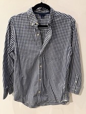 GAP Shirt Kids XXL White Blue Check Gingham Button Down Long Sleeve 100 Cotton
