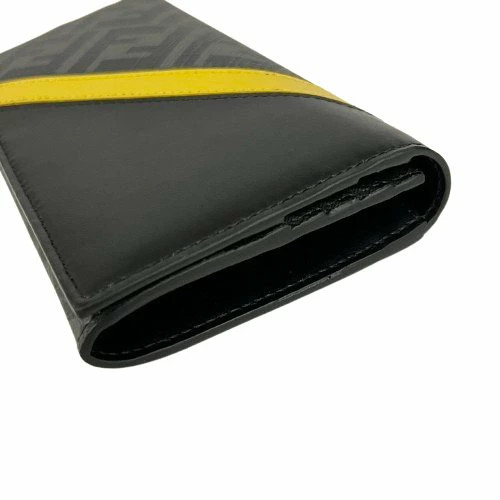 FENDI 7M0264 Long Wallet Continental FF Logo And Zucca Pattern Gray Fabric thumbnail 4