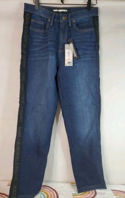 Karl Lagerfeld Paris Jeans Women's  Dark Blue Denim Logo Straight Leg Size 6