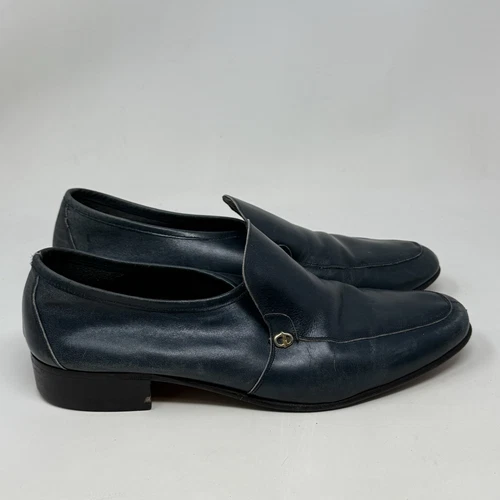 Mocassins Christian Dior homme 9,5 M cuir bleu vert à enfiler chaussures habillées DÉFAUTS